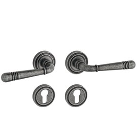 Beschläge Hamburg Door Handles Door Fitting Emily ART 70-07Z DAS PZ — Door Handles with Profile Cylinder Rosettes for Office/Cellar Doors — Door Handle for Interior Doors, Dark Antique Steel