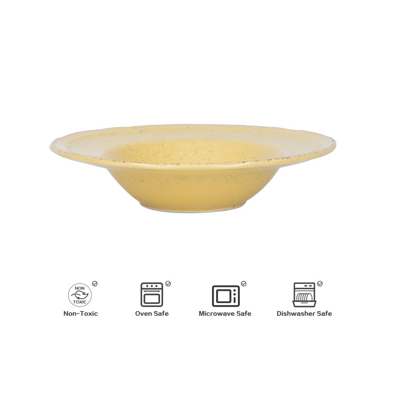 Yellow Color Stoneware Dinnerware Ceramic Dishes Plates Sets Wholesale Classic