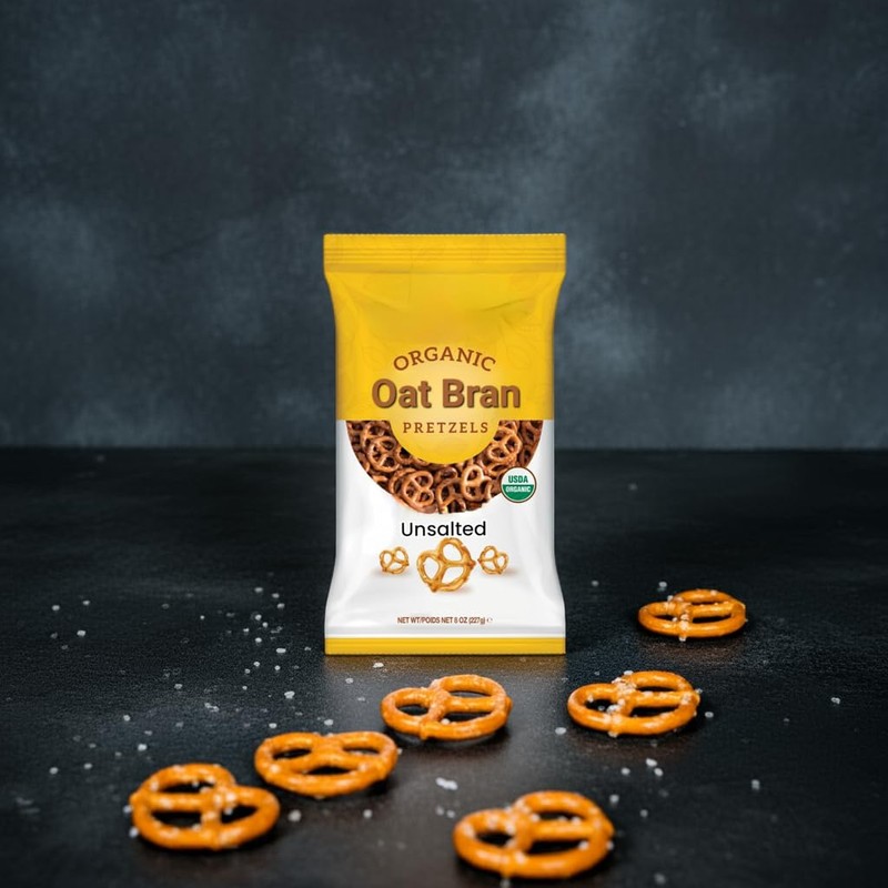 Organic Oat Bran Pretzels, Unsalted, 8 oz, USDA Organic, Kosher,