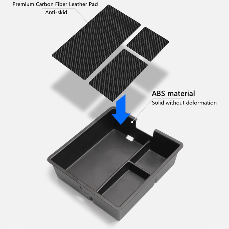 Armrest Storage Box, Wireless Charging Pad & Cup Holder Set