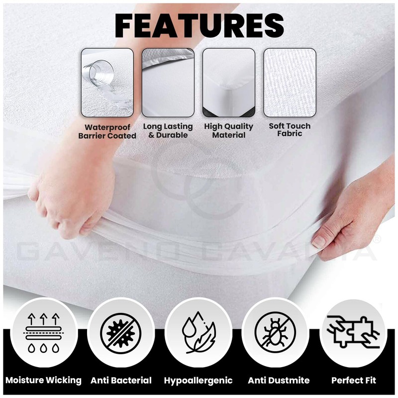 Terry Towelling Mattress Protector Double Bed - Anti-Allergic Waterproof Mattress