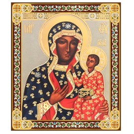 Needzo Our Lady of Czestochowa Black Madonna Icon, Wooden Wall Hanging With Stand 7 1/2 Inch
