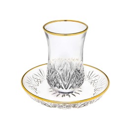 Godinger Dublin Crystal Kiddush Cup and Saucer with Gold Edge