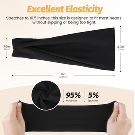 Diademas para Mujer, Paquete de 6 Bandas elásticas Anchas para el Cabello, Bandas elásticas para el Sudor, Bandas para el Cabello Suaves y Deportivas,