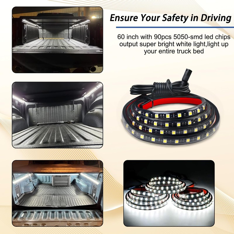 3Pcs 60 Inch Truck Bed Lights, Avenemark Waterproof 12V LED