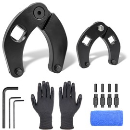 Adjustable Gland Nut Wrench Set of 2 1266 & 7463, Hydraulic Cylinder Spanner Wrench with Pins, Allen Wrenches, Microfiber Towel & Gloves for Farm Construction Equipment