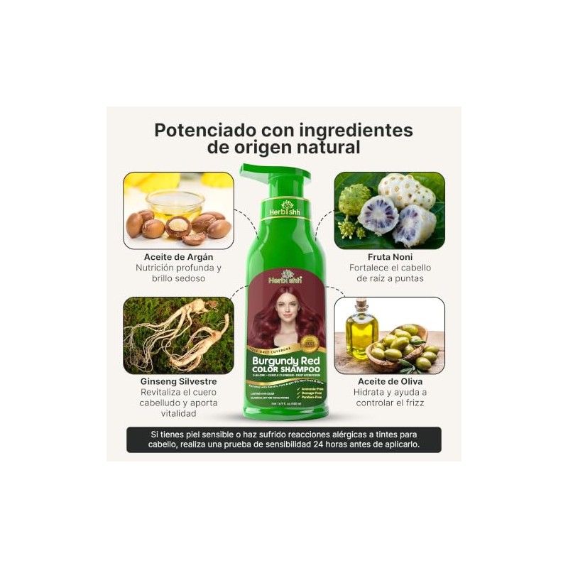 Herbishh - Champú colorante para cabello gris, champú con tinte