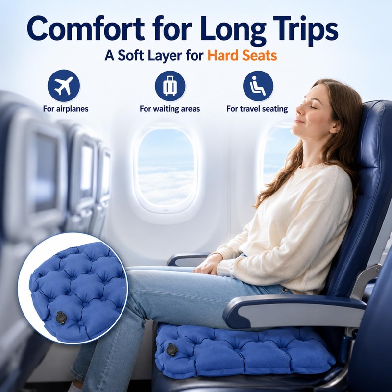 Inflatable Seat Cushion for Long Flights Portable Travel Seat Pad