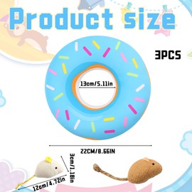 3-Piece Soft Recovery Collar for Cats and Small Dogs,Cat Donut Collar and Catnip Mice Set, Prevents Licking Wounds After Surgery, Includes 1 Donut Collar and 2 Catnip Mice Toys