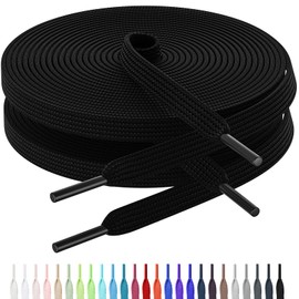 AWANGLOU 2 Pairs Flat Shoe Laces for Sneakers, 5/16" Wide Shoelaces for Sneakers in 27 Colors, Multiple Lengths for People