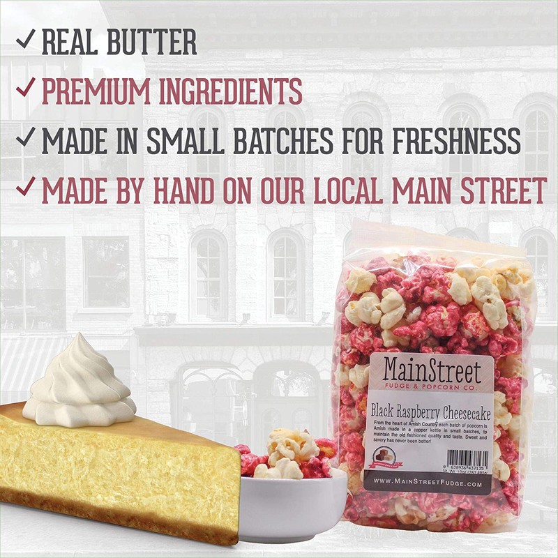 Black Raspberry Cheesecake Flavored Popcorn Old Fashioned Goodness 12 Ounce