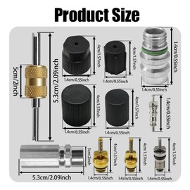 HQRNYP Air Conditioning Valve Core Kit, Automotive Replacement Air Conditioning Valves, R12 R134A Teflon Seal Cap Valve Kit with Removal Tool, Car & HVAC AC Refrigerant Tool Accessories for Vehicle