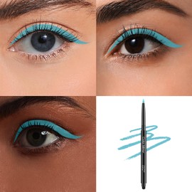 Color Mirror Smudge Proof Eyeliner, Waterproof Retractable Eye liner with Brush, Matte and Shimmer Eyeliner Pencil, Creamy Texture, Long lasting & Smooth(09 Bright Blue Matte)