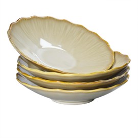 dingdaer Pasta Plates, 8.1 Inch Salad Bowls Large Pasta Serving Bowl, 16.9 oz Porcelain Pasta Bowls Wide and Shallow Bowls Set of 4 Microwave Dishwasher Safe Christmas Day Gift