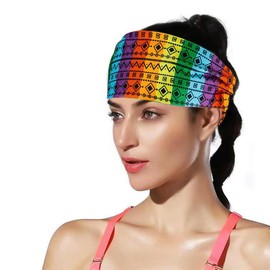 LINGXINXIN Rainbow Headband for Women Non Slip Elastic Sweat Hairbands Fashion Sports Hair Bands Soft Cloth Fabric Stretchy Headband for Running Workout Yoga (element, Uniform)