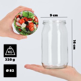 KADAX Preserving Jars 760 ml with fi82 mm Screw Lids, Screw Jars, Large Jars with Twist Off Lid, Preserving Jars for Cucumbers, Preserving Jars, Canning Jars (Vege, Pack of 48)