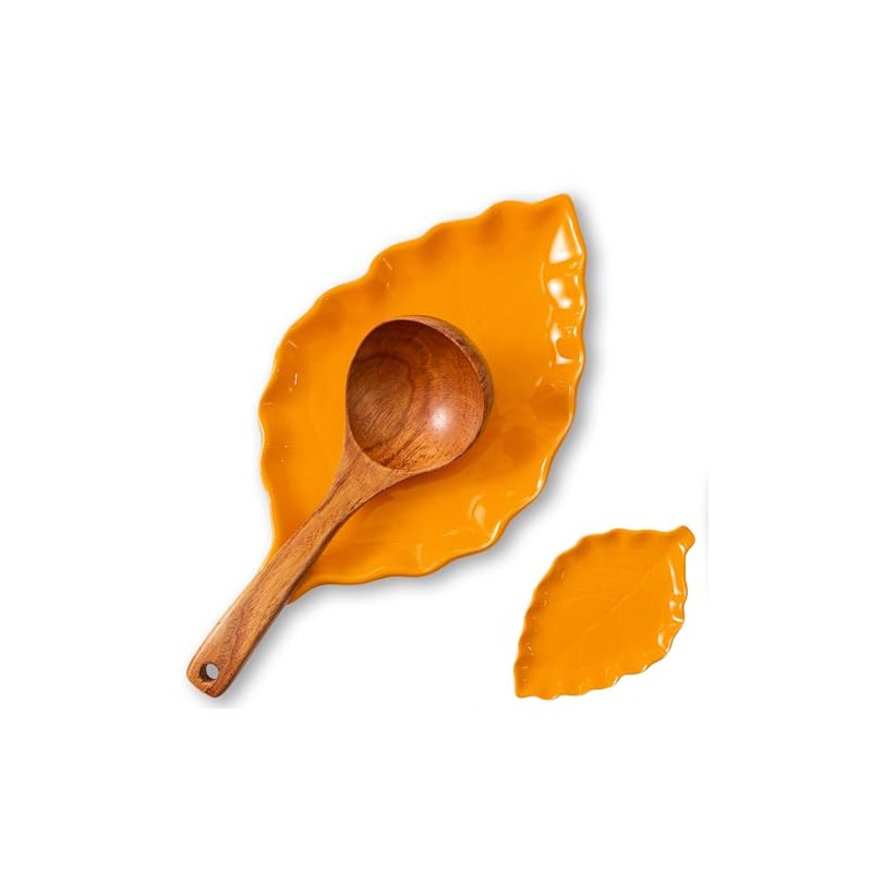 Ceramic Leaf Shape Spoon Rest for cooking, Cute Green Cooking