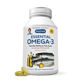 ANDREW LESSMAN Essential Omega-3 Orange - 60 Softgels - Ultra-Pure, High Potency Omega-3 Oils. High DHA, No Stomach Upset, No Contaminants, No Mercury. Small Easy to Swallow Softgels