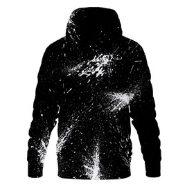 Asylvain Black and White Hoodies 3D Graphic Cool Hooded Classic Black Sweatshirt with White Design for Men and Women, XX-Large