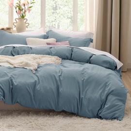Bedsure Mineral Blue Duvet Cover Twin/Twin XL Size - 2 Pieces Prewashed Cotton-Like Polyester Extra Soft Bedding Set, Includes 1 Duvet Cover 68''x90''with Zipper Closure & 1 Pillow Sham, No Comforter