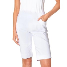 SLIM-SATION Women's Golf Wide Band Pull On Short with Real Pockets(White,6)
