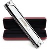 East top 24 Holes Professional Tremolo Harmonica Key of Eb, T2406S Harmonica For Adults, Professional Band Player and Students