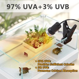 PewinGo 50W Reptile Heat Lamp with UVA/UVB – Halogen Basking Bulb for Turtles, Lizards,