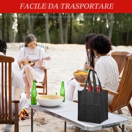 Classicseali 2 portabottiglie, 6 bottiglie, borsa per bottiglie, contenitore per bottiglie, borsa riutilizzabile per conservare e trasportare vino champagne (31 x 25 x 18 cm)