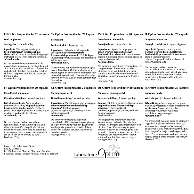 OPTIM Propionibacter Lactic Acid Bacteria Propionibacterium - 20 Capsules |