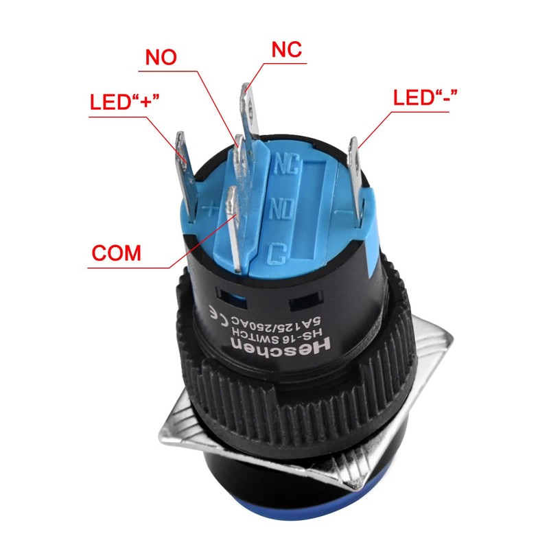 Heschen 16mm Round Momentary Push Button Switch 1NO 1NC 24V
