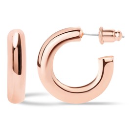 JULIETTE COLLECTION Gold Hoop Earrings for Women | Chunky Lightweight Open Hoops | 14K Gold Plated Hoops | Trendy Hoop Earrings for Women