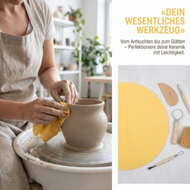 Housoutil Potter's Wheel Clay Throwing Cloth, 31 cm Absorbent Throw Cloth for Pottery, Round Smoothing Pot Edge, Absorbent Base Made of Clay for Making Pottery Ceramics