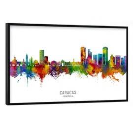 artboxONE Poster with Black Frame 45 x 30 cm Cities Caracas Venezuela Skyline txt Picture Caracas City