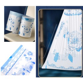 4 Gallon Vintage Flower Small Trash Bags No-Tearing Drawstring 1.1 Mil Thick - 39 Count Blue floral for Bathroom Kitchen Toilet Home Office (Blue Floral design 39 count)