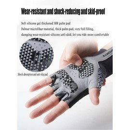 BSLVWG Half Finger Cycling Gloves - Gel Padded Bike Gloves Anti-Slip Shock-absorbing Hand Protect Fingerless Summer Bicycle Short Gloves for Road Bicycle,MTB,Riding,Men and Women (Gray, XXL)