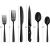 LAIION Black Silverware Set,24-Piece Stainless Steel Flatware Set,Kitchen Utensil Set