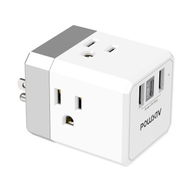 Cruise Ship Essentials, 3-Side Outlet Splitter with 3 USB Ports(1 USB C) USB Wall Charger, Outlet Extender for Home, Office and Cruise, ETL Listed, White