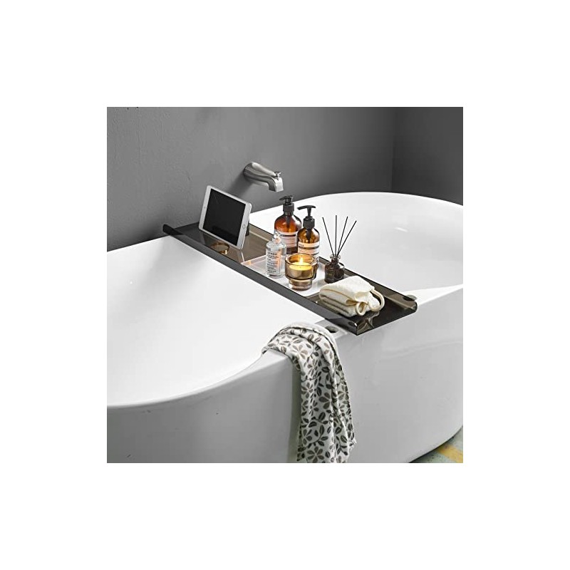 Bathtub Tray Caddy Black Bath Tub Rack Shelf, Luxury Bathroom