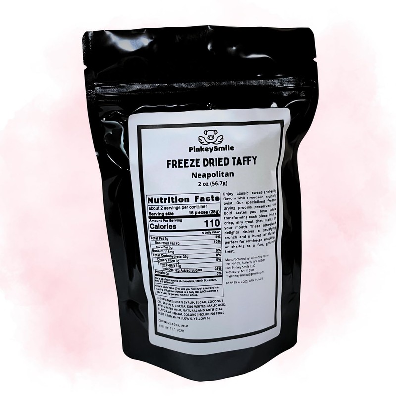 PinkeySmile Neapolitan Flavored Freeze-Dried Taffy 2 oz – Crunchy &