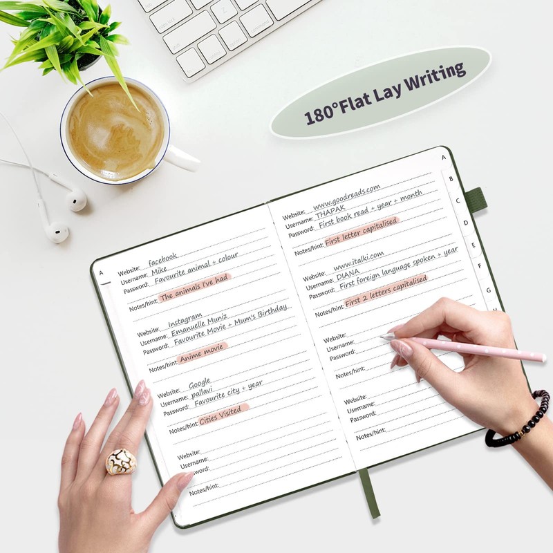 Password Book with Alphabetical Tabs, Hardcover Password Keeper, Password Notebook