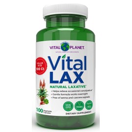 Vital Planet - Vital Lax Natural Laxative Cleanse Supplement for Occasional Constipation, with Magnesium Hydroxide, Slippery Elm, Aloe, and Triphala to Support Bowel Regularity 100 Capsules