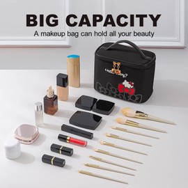 AmBealla Makeup Bag Large Waterproof Cosmetic Bags with Makeup Brush Holder, Cute Printed Makeup Organizer for Women Traveling,Portable Toiletry Bag for Girls