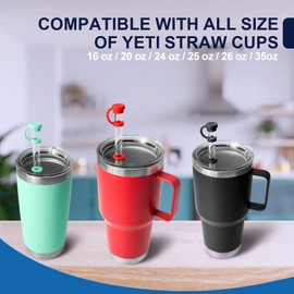 SUZAMED Spill Stopper for YETI Straw Cup, 4 Sets Silicone Leak Stopper Compatible with YETI Tumbler, Leak Proof Kit of YETI Mug Accessories Including 4 Straw Cover, 4 Leak Proof Stopper (Seafoam 4PCS)