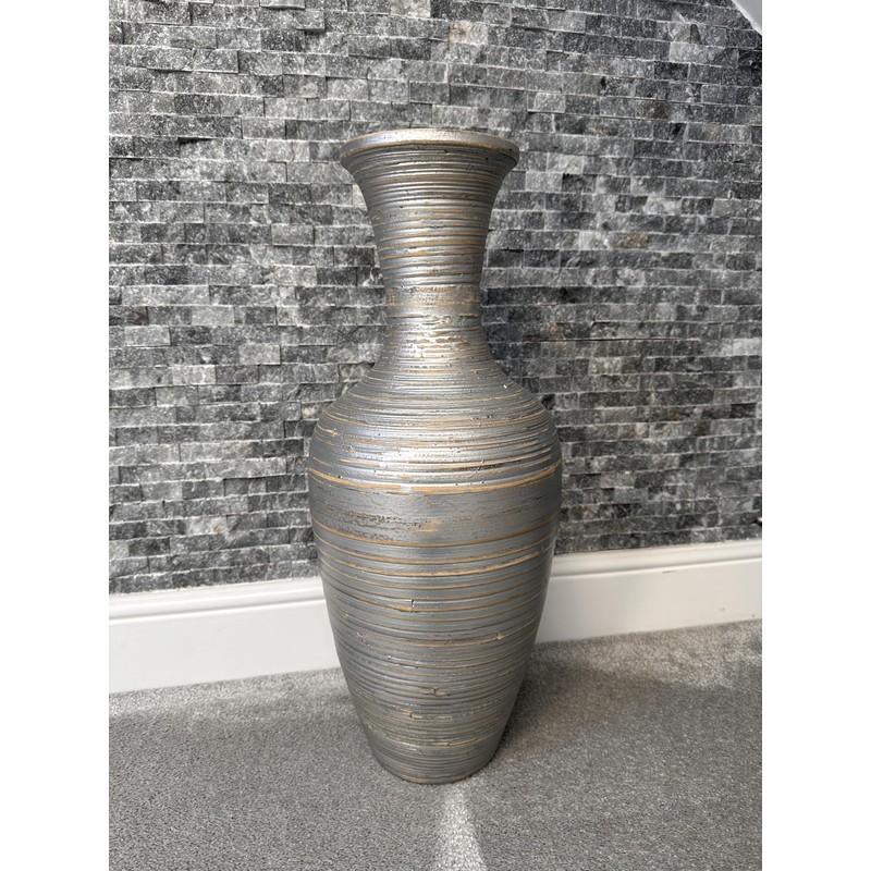 Silver handmade bamboo vase 60cm tall floor or table vase