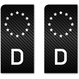 Ritterprintz 2x EU-Feld Kennzeichen Sticker Aufkleber Motorrad Nummernschild Carbon Schwarz Waschstrassenfest UV-Best?ndig