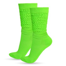 Neon Slouch Socks for Women 80s 90s Neon Socks Extra Long Women's Slouch Socks Knee High Boot Socks Soft Cozy Crew Socks Leg Warmers Scrunch Socks for Neon Outfits Accessories-Green