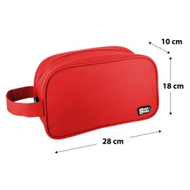 Grafoplás bits & Bobs Square Toiletry Bag with Side Handle, 28x18x10cm, red, 28x18x10cm, Square Bag with Handle on Side