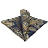 SHLAX&WING Paisley Black Golden Pocket Square Men's Necktie Silk MH10