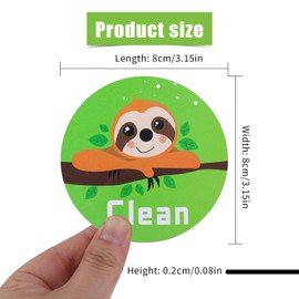 Gosknor Spülmaschinen-Magnetschild Clean Dirty, Süßes Faultier Doppelseitiger Wendbarer Sauberer Schmutziger-Flipmagnet mit Selbstklebender Metallplatte für von Küche Kühlschrank und Waschküche