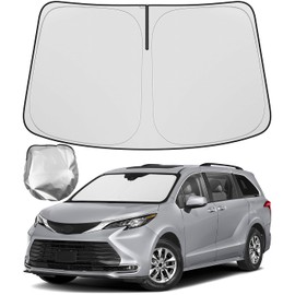 BIBLOZ Car Windshield Sun Shade for Toyota Sienna 2021-2025 Accessories Foldable PET Sunshade Keeps The Car Cool Inside